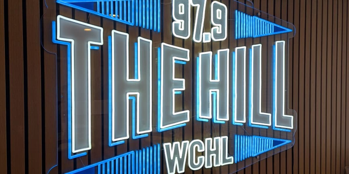 WCHL 97.9 The Hill neon studio sign